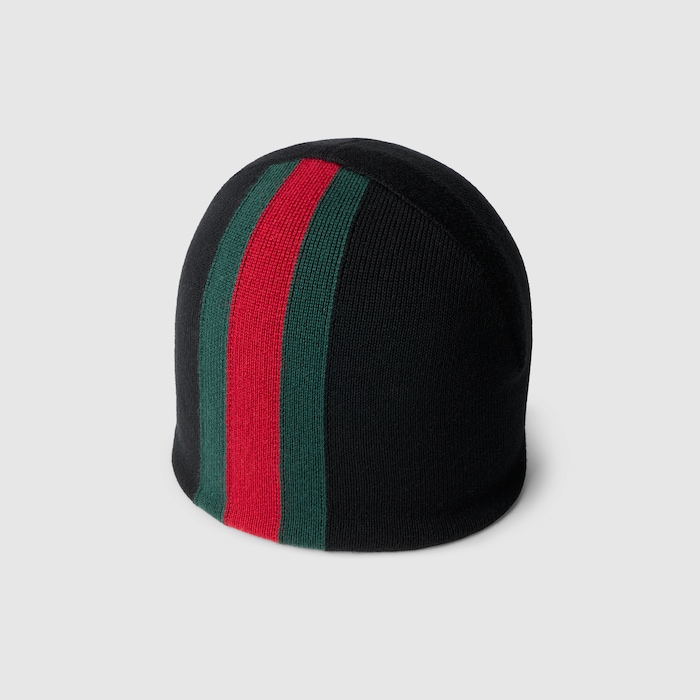 ウェブ付き ウール ハット ・ブラック | GUCCI公式