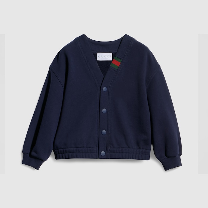 GUCCI グッチ カーディガン ブルゾン 4Yキッズ Children's cotton cardigan in dark blue | GUCCI® US