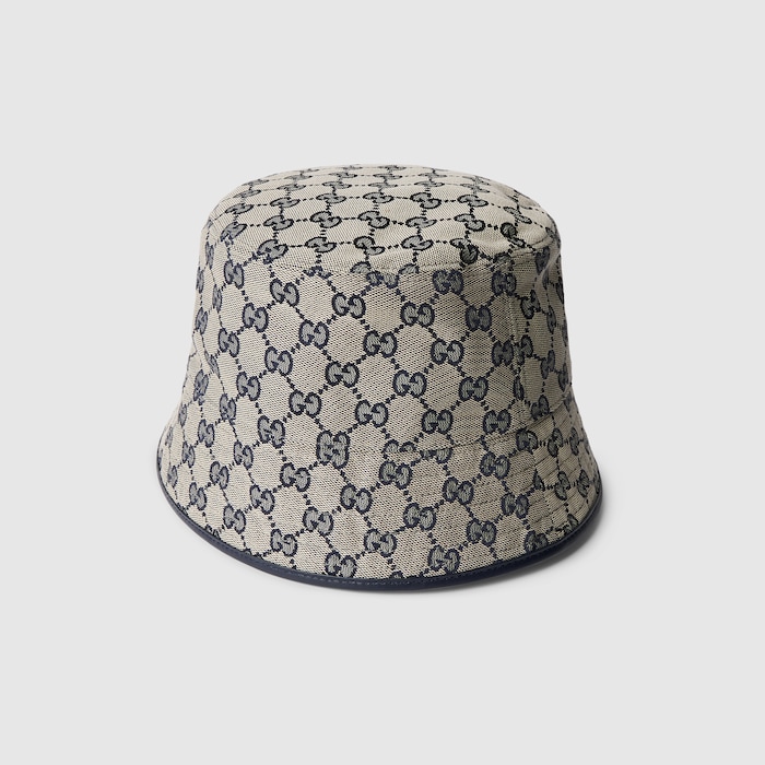 GG cotton canvas bucket hat in beige and blue | GUCCI® US
