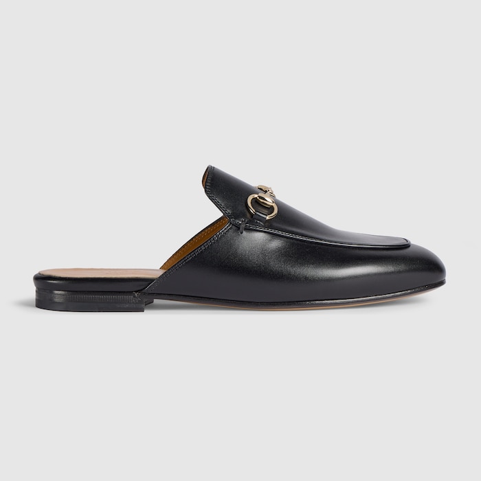 Women's Princetown slipper in black leather | GUCCI® SG