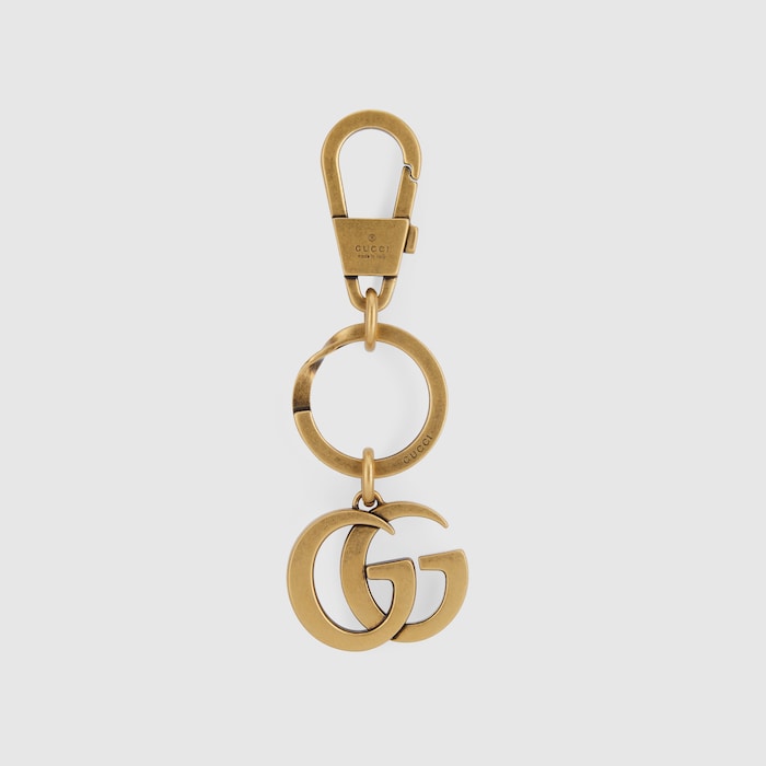 Double G keychain in gold-toned metal | GUCCI® US
