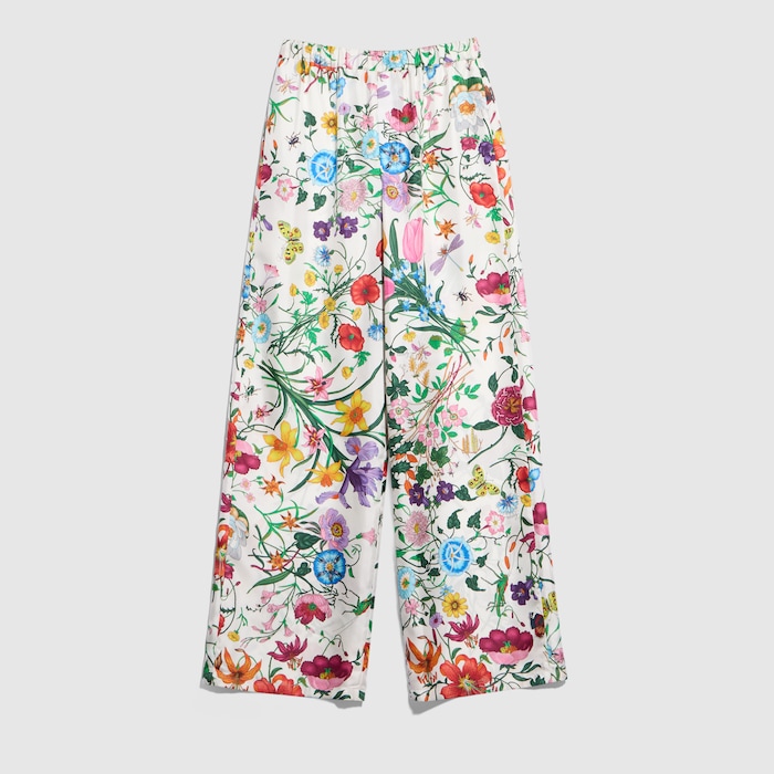 Printed silk twill pants in multicolor | GUCCI® US