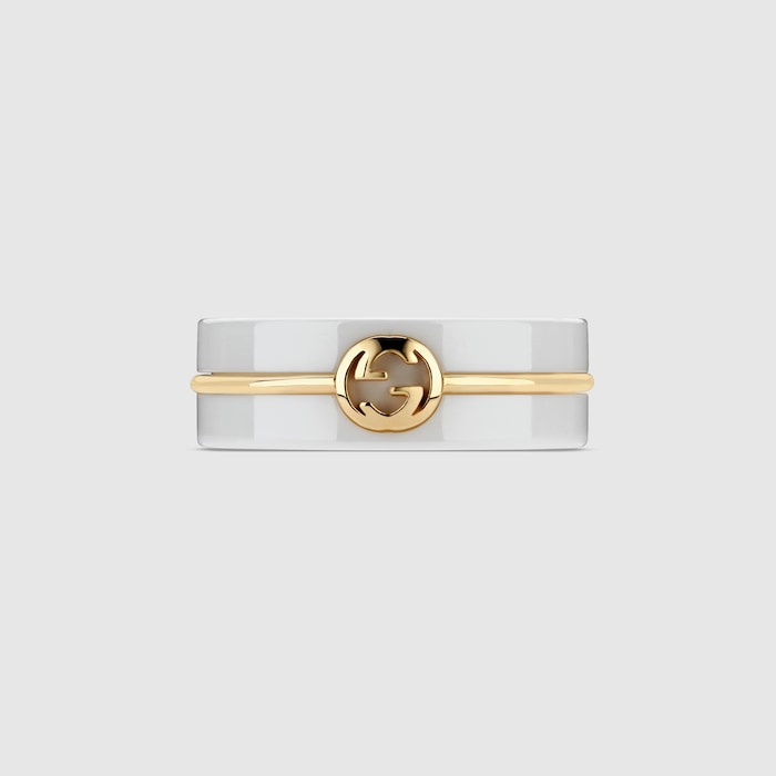 Gucci Interlocking zirconia ring in white zirconia | GUCCI® US