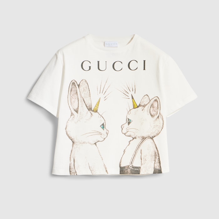 チルドレンズ〕ヒグチユウコ プリント コットン Tシャツ ・ホワイト