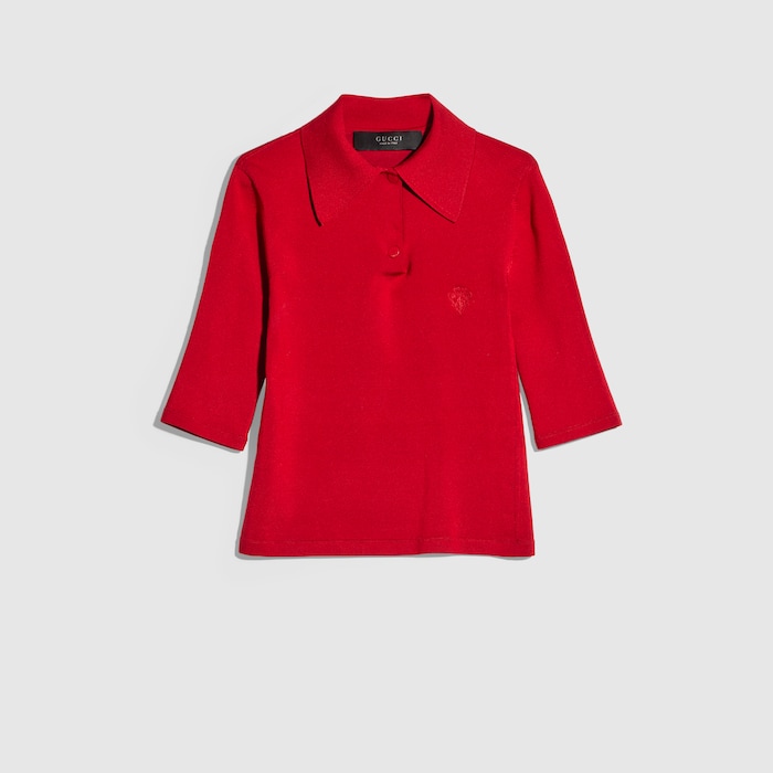 ファイン ストレッチ ニット シルク ポロシャツ ・レッド | GUCCI公式