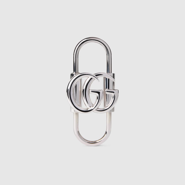 Key chain with Double G in palladium-toned brass | GUCCI® US