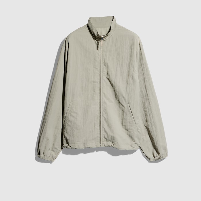 Froissé nylon faille zip jacket with embroidery in beige | GUCCI® US