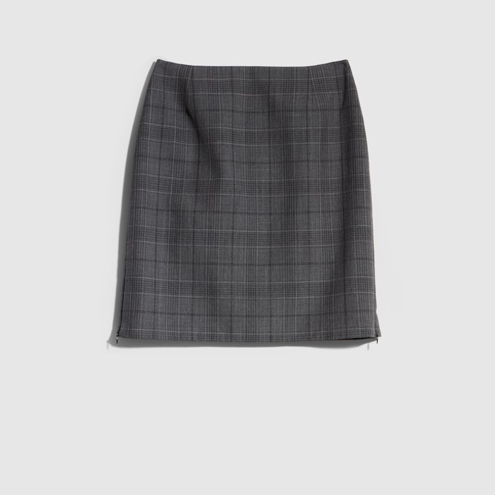 Checked fine wool mini skirt in grey and beige | GUCCI® US