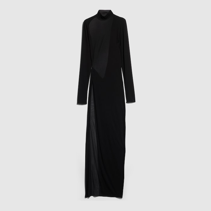 viscose jersey dress gucci crêpe with split in black Viscose crepe jersey