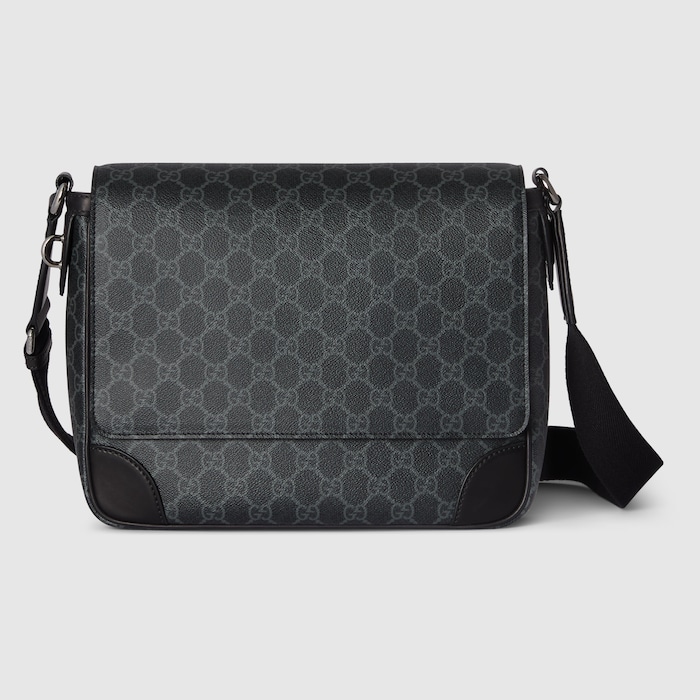 GG Emblem medium crossbody bag in black fabric | GUCCI® US