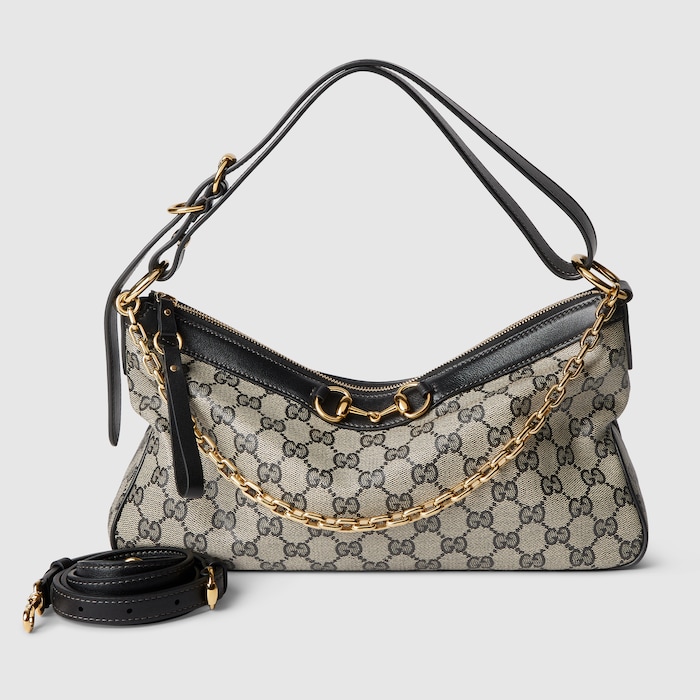 Starlet medium shoulder bag in beige and black GG canvas | GUCCI® US