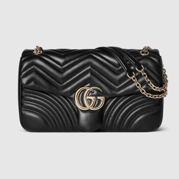 GG Marmont large shoulder bag in black leather | GUCCI® SE