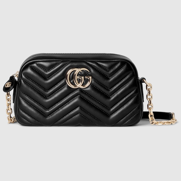 GGマーモント〕スモール カメラバッグ ・ブラック レザー | GUCCI公式