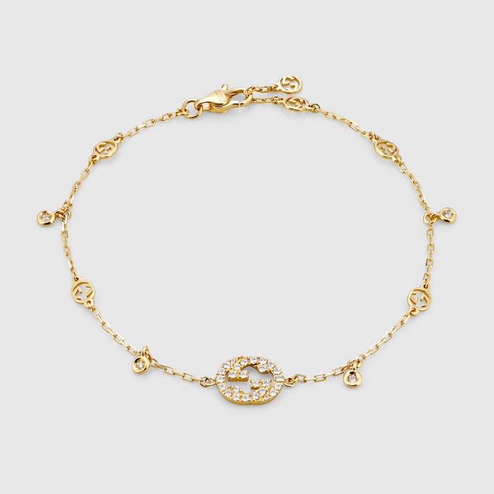 Gucci Interlocking diamond 18k bracelet in 18k yellow gold | GUCCI® NZ