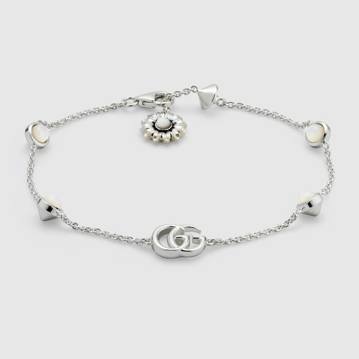 GG Marmont mother of pearl bracelet in 925 sterling silver | GUCCI® US