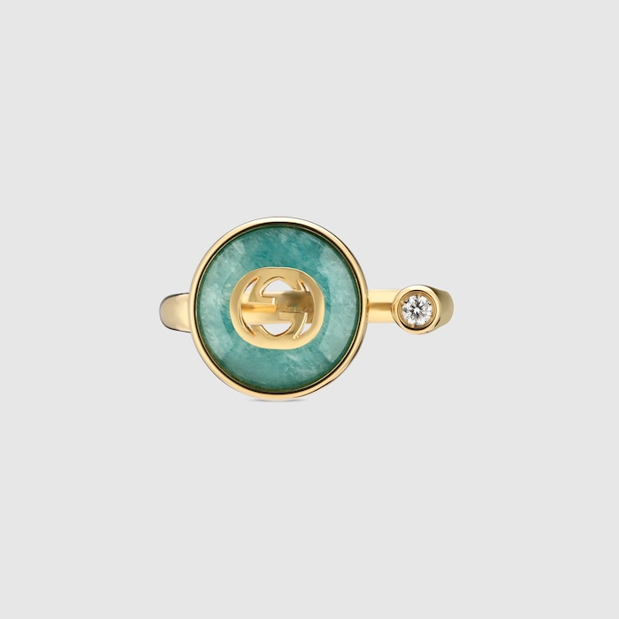 グッチ インターロッキング〕18K リング ・18K イエローゴールド
