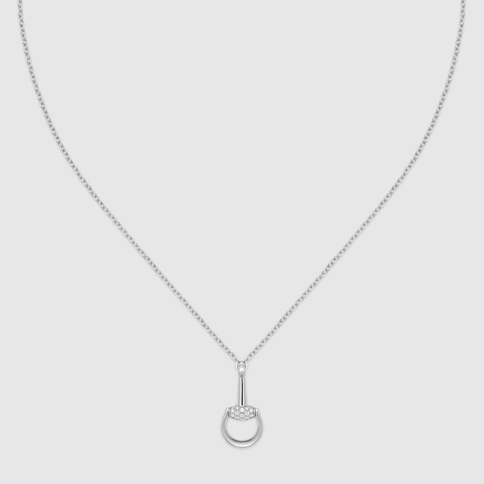 入手困難✨グッチ チェスターコート ホースビット金具 シルク ホワイト系 ホースビット〕18K ダイヤモンド ネックレス ・18K ホワイトゴールド