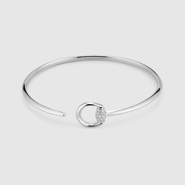 ホースビット〕18K ダイヤモンド カフブレスレット ・18K ホワイト