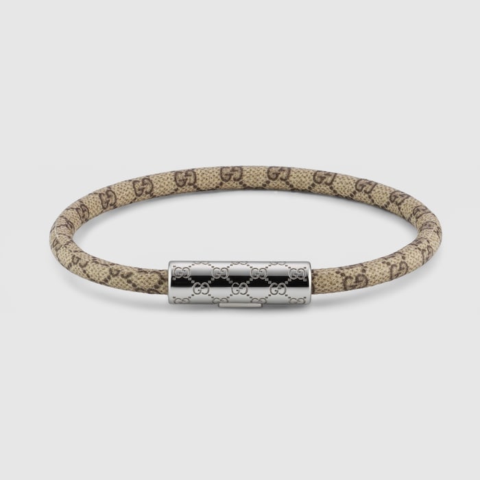GUCCI ブレスレット GG Bracelet with GG detail in beige and brown GG Supreme | GUCCI® US