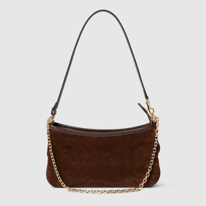 Gossip small shoulder bag in dark brown GG suede | GUCCI® US