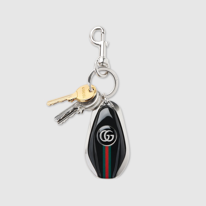 Gucci car keychain in palladium-toned black resin | GUCCI® US