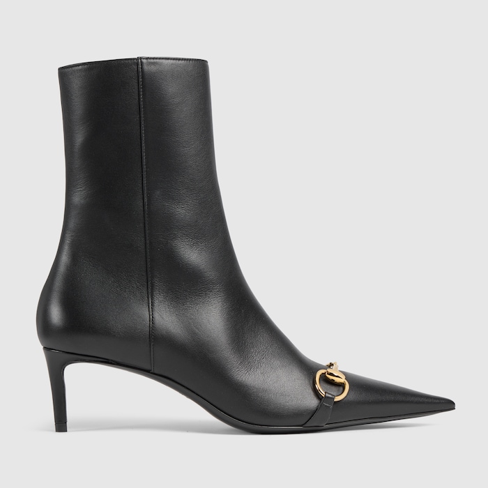 Women's Donna bootie in black leather | GUCCI® RO