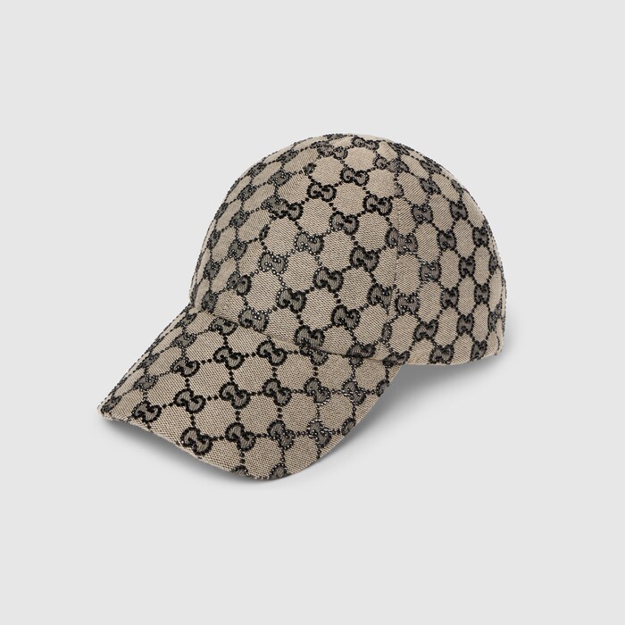 GG canvas baseball hat with crystals in beige and black | GUCCI® US
