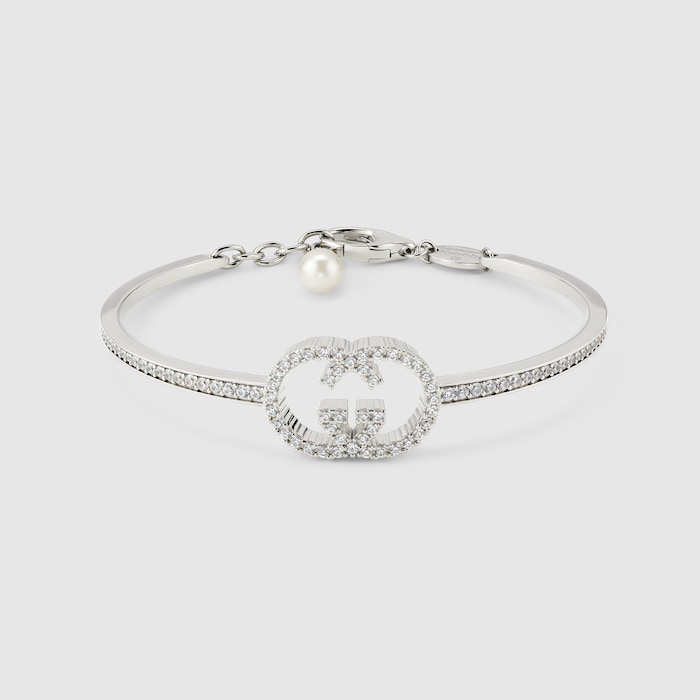 Crystal bracelet with Interlocking G in palladium-toned hardware