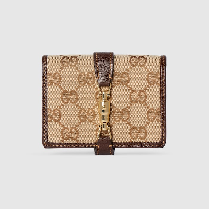 Gucci Jackie medium wallet in sand and brown GG canvas | GUCCI® US