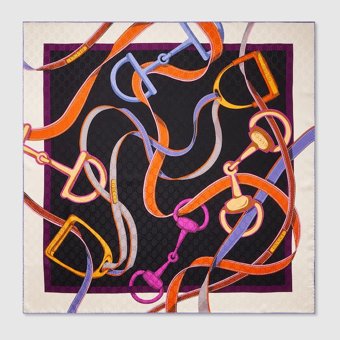 Printed GG silk jacquard carré in multicolor | GUCCI® US