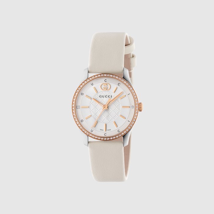 G-Timeless watch, 29mm in white leather | GUCCI® US