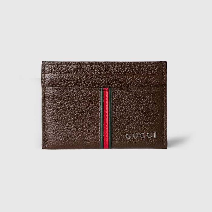 Card case with Web in dark brown leather | GUCCI® US