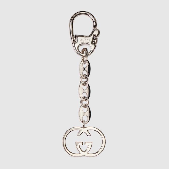 ■極美品■GUCCI ggキャンバス ビーグル チャーム キーホルダー Interlocking G keychain in palladium-toned brass | GUCCI® SI