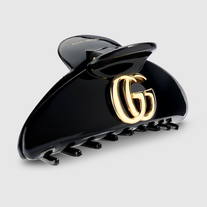 Hair claw clip with Double G in black resin | GUCCI® US
