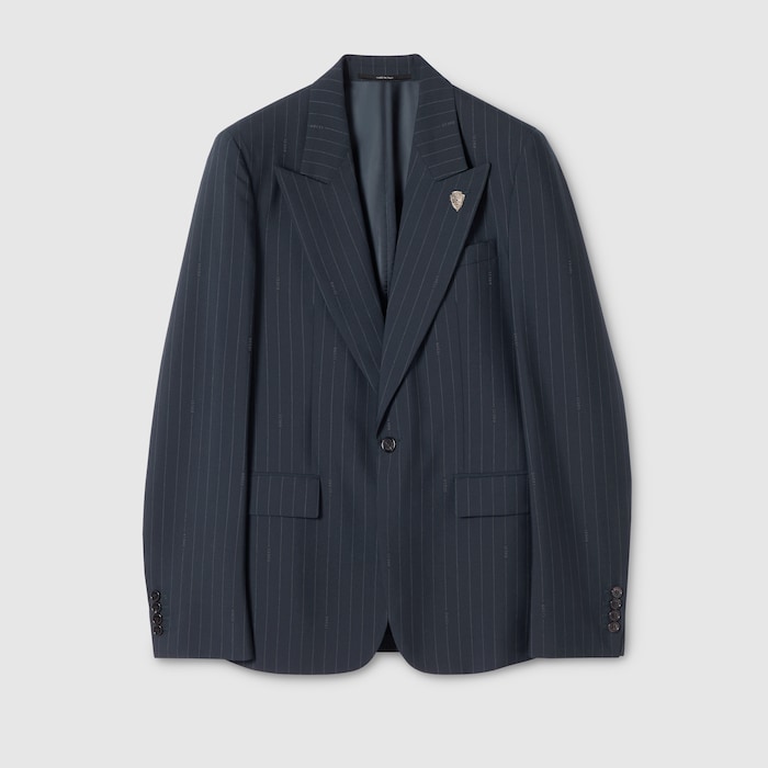 【専用】GUCCI コート　GGマーモント　ネイビー Gucci pinstripe wool jacket in dark blue and grey | GUCCI® US