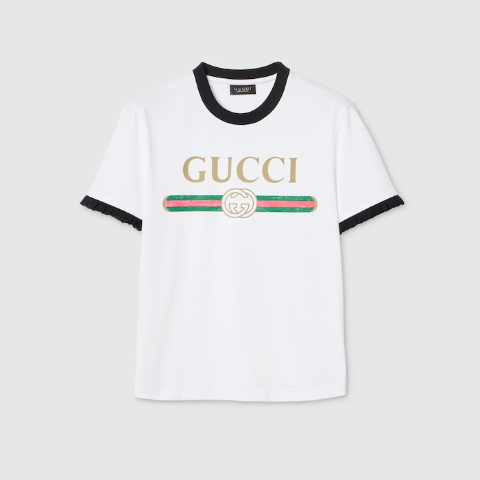 Cotton jersey T-shirt with print in white | GUCCI® US