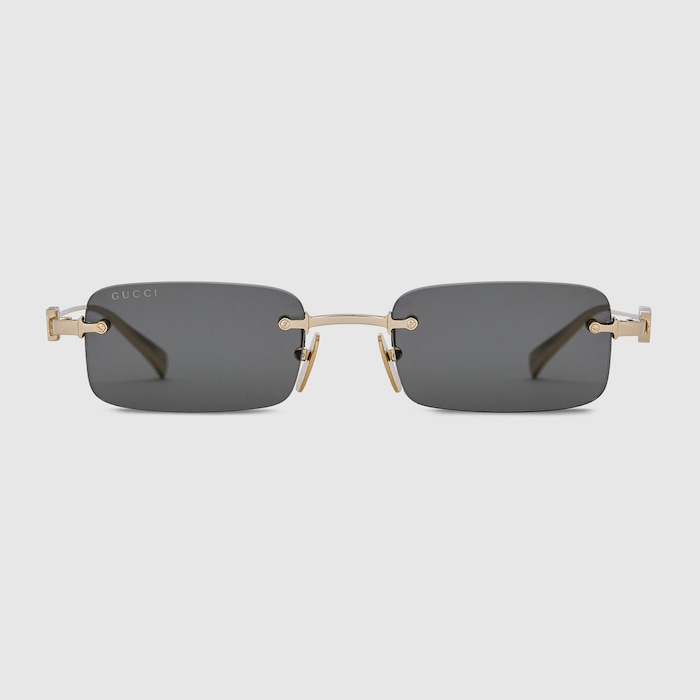 Rectangular frame sunglasses in gold-toned | GUCCI® US