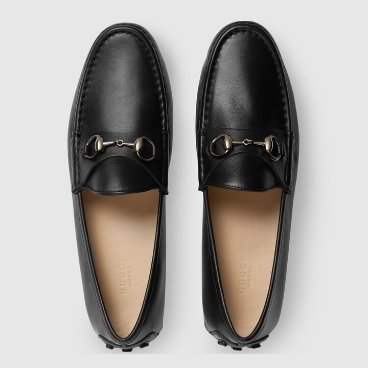 gucci leather driver with horsebit