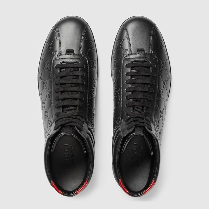 black leather gucci sneakers