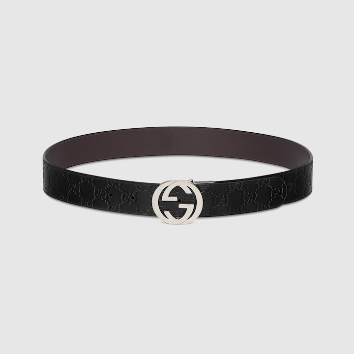 Black Gucci Signature / Brown Leather Reversible Belt GUCCI® US