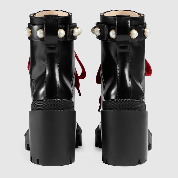 GUCCI LEATHER ANKLE BOOT,497372DKS001000