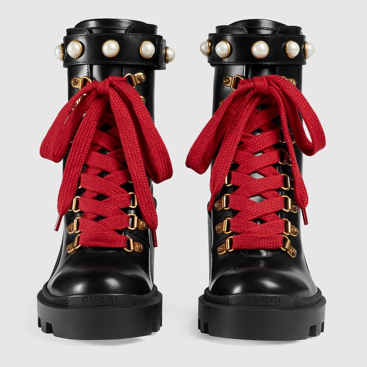 GUCCI LEATHER ANKLE BOOT,497372DKS001000