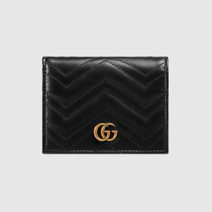 Black Leather GG Marmont Card Case Wallet GUCCI® US