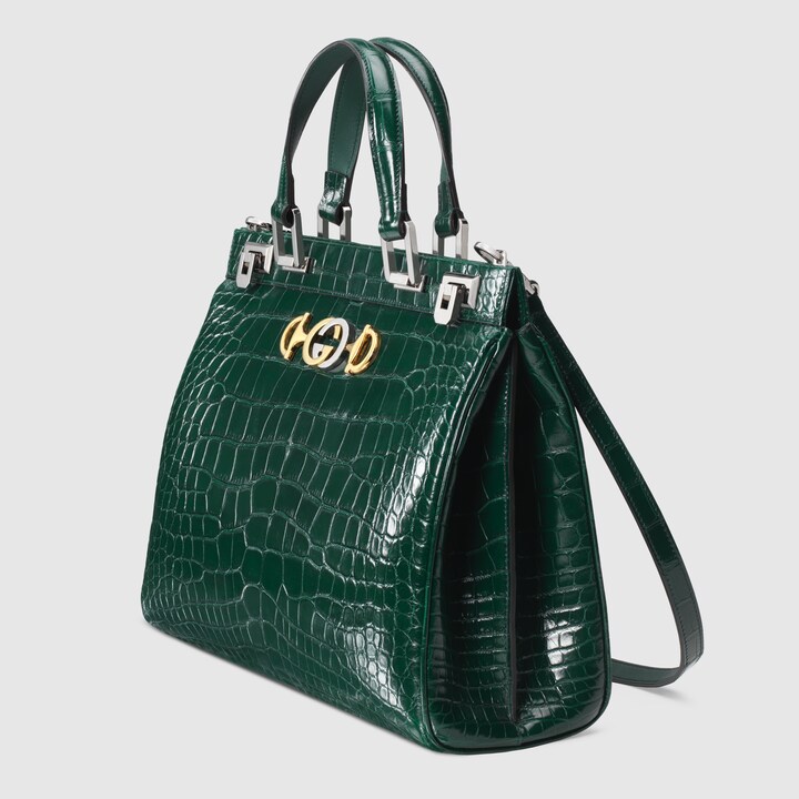 Green Gucci Zumi crocodile medium top handle bag GUCCI® Australia
