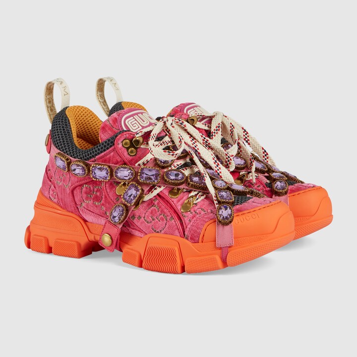 Gucci Women's Flashtrek Sneaker With Crystals In Pink