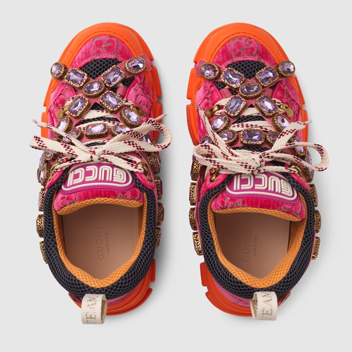 Gucci Women's Flashtrek Sneaker With Crystals In Pink