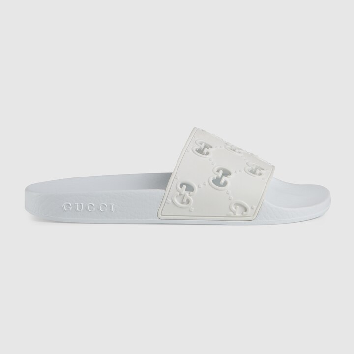 White Rubber Women's GG Slide Sandal GUCCI® US