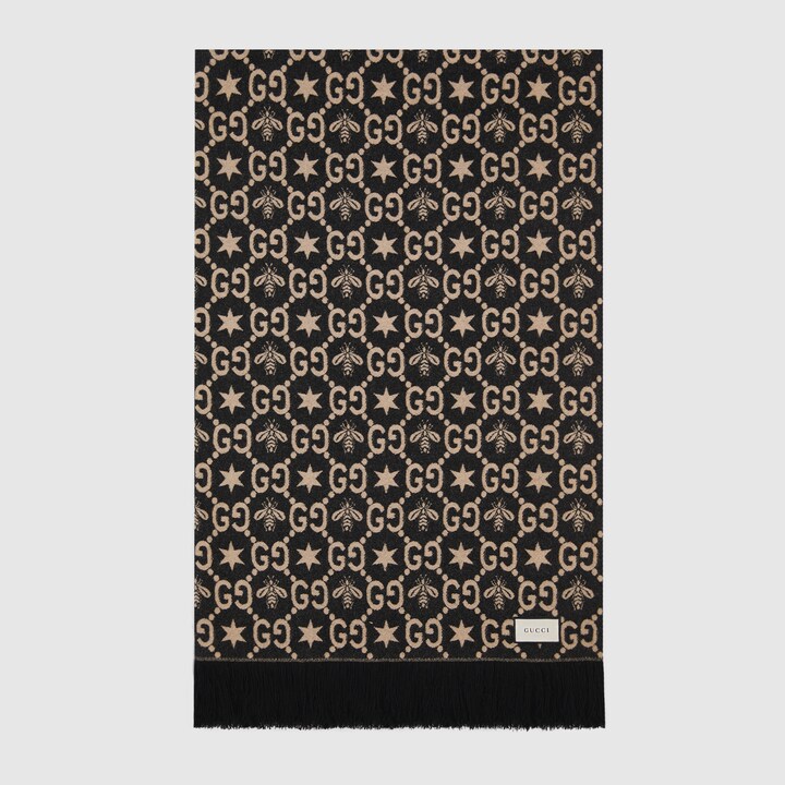 Black Wool GG Pattern Throw Blanket GUCCI® US