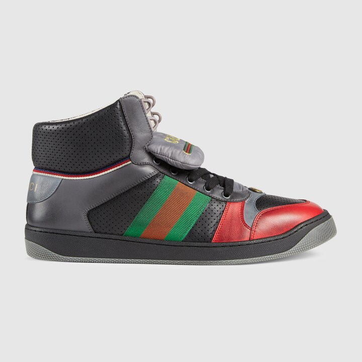 GUCCI MEN'S SCREENER LEATHER HIGH-TOP SNEAKER,56348502J506492