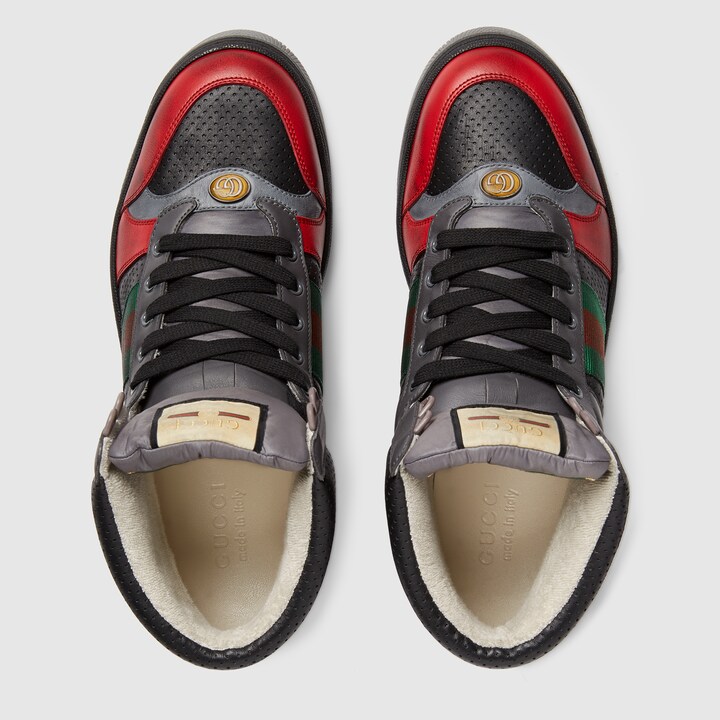 GUCCI MEN'S SCREENER LEATHER HIGH-TOP SNEAKER,56348502J506492